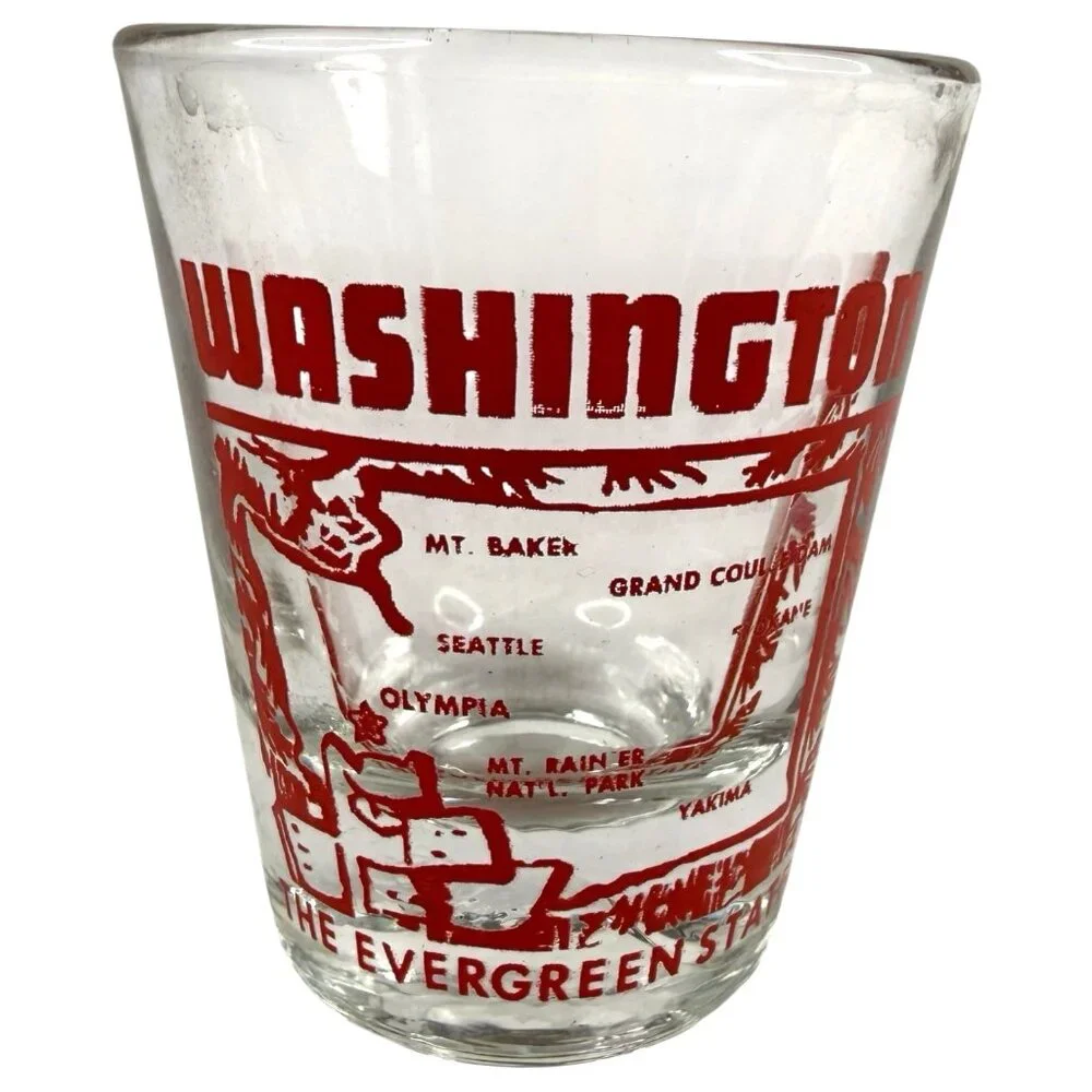 5 VTG Shot Glasses State Theme New Hampshire Washington Colorado‎ Oregon Wyoming